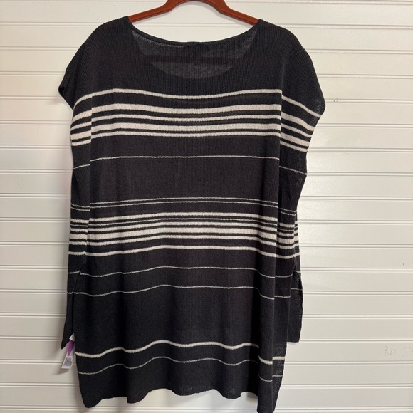 Eileen Fisher Sleeveless Organic Linen Crepe Knit Bateau Neck Poncho Sz M asymm - Picture 13 of 13